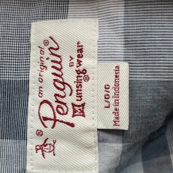 Penguin- Mens Black Gray White Checkered Shirt Sz.Large - Picture 4 of 5